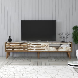 Hanah Home Valensiya Soporte para TV - Nogal, Blanco y Mármol